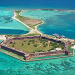 Ariel of Dry Tortugas with crystal blue water